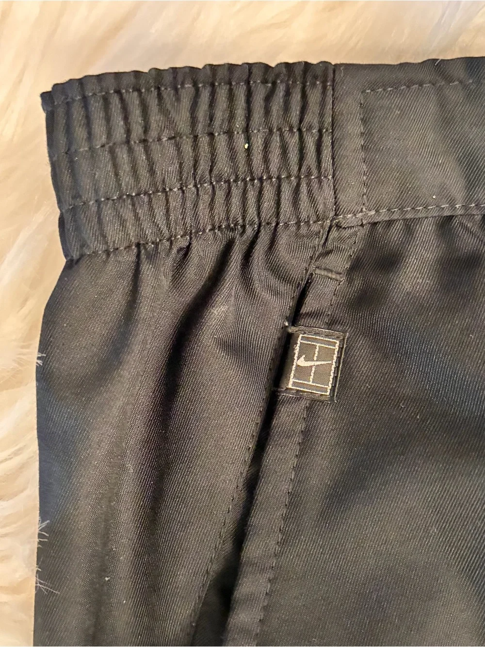 Vintage Nike Challenge Court Tennis Shorts XL Black Embr Swoosh & Pocket Logo
